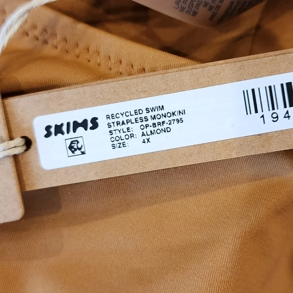 Skims Swim Monokini One piece Cut Out with removable straps almond size 4x nwt